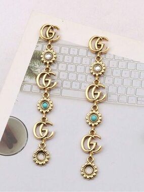 Kohl's Gold-Tone Daisy Drop Earrings with Turquoise Centers